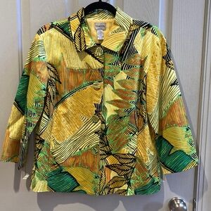 EUC Chico's Multicolor Leaf Print Jacket